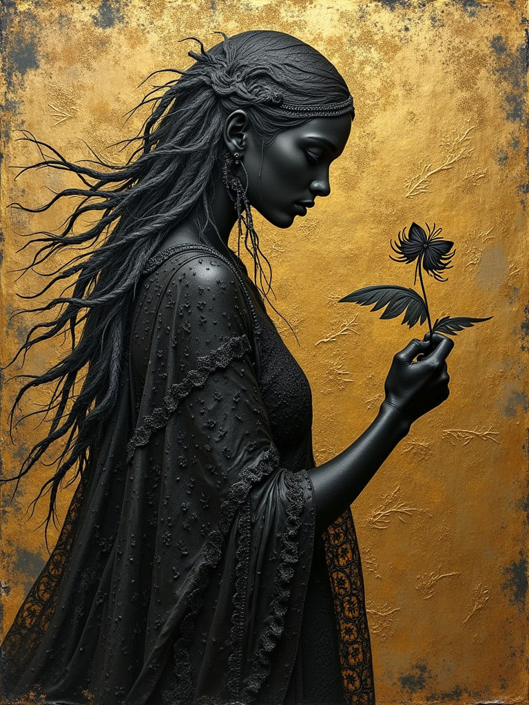 Ornate Embossed Portrait in Vintage Style