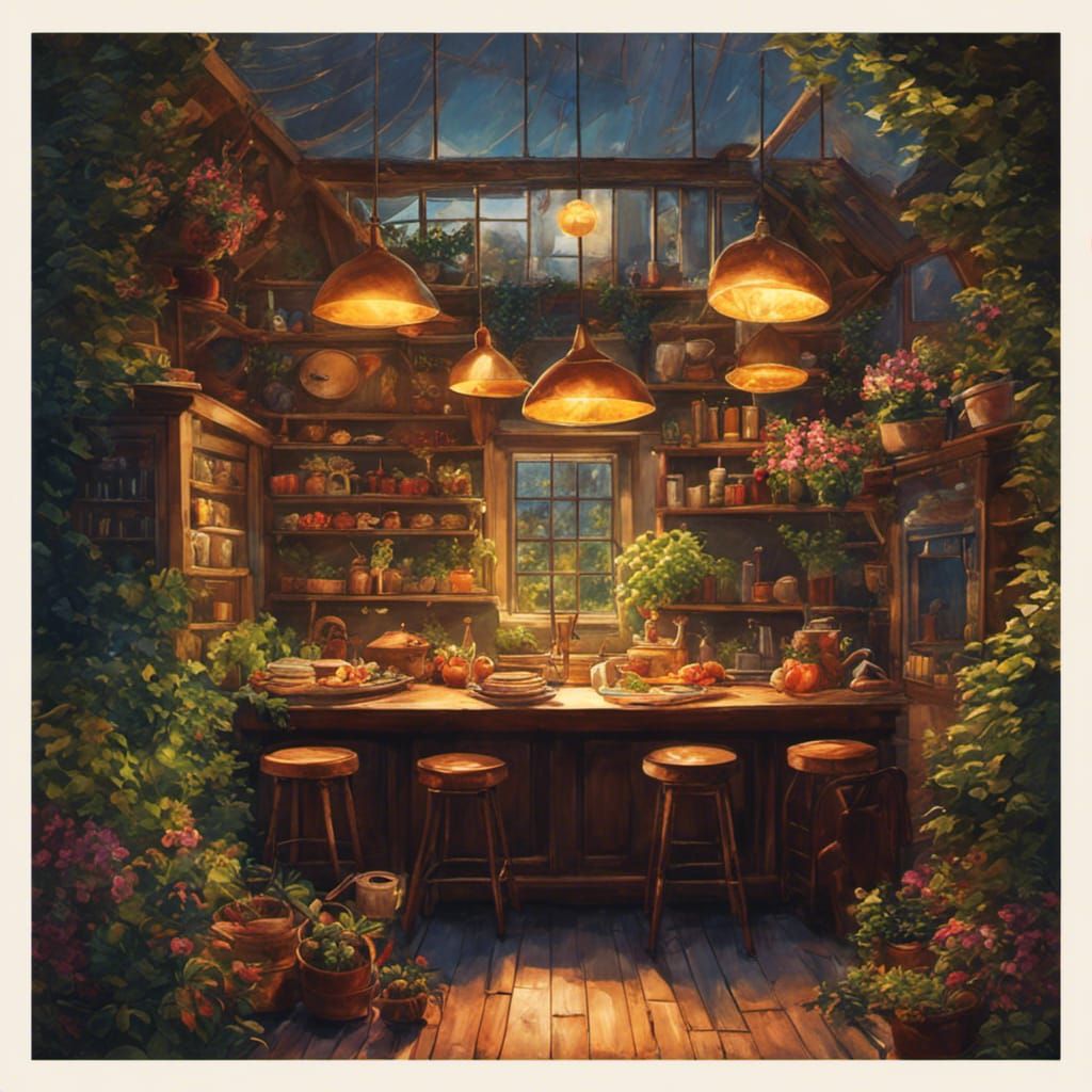 Pancake Art: Pointillist Kitchen Scene by Afremov