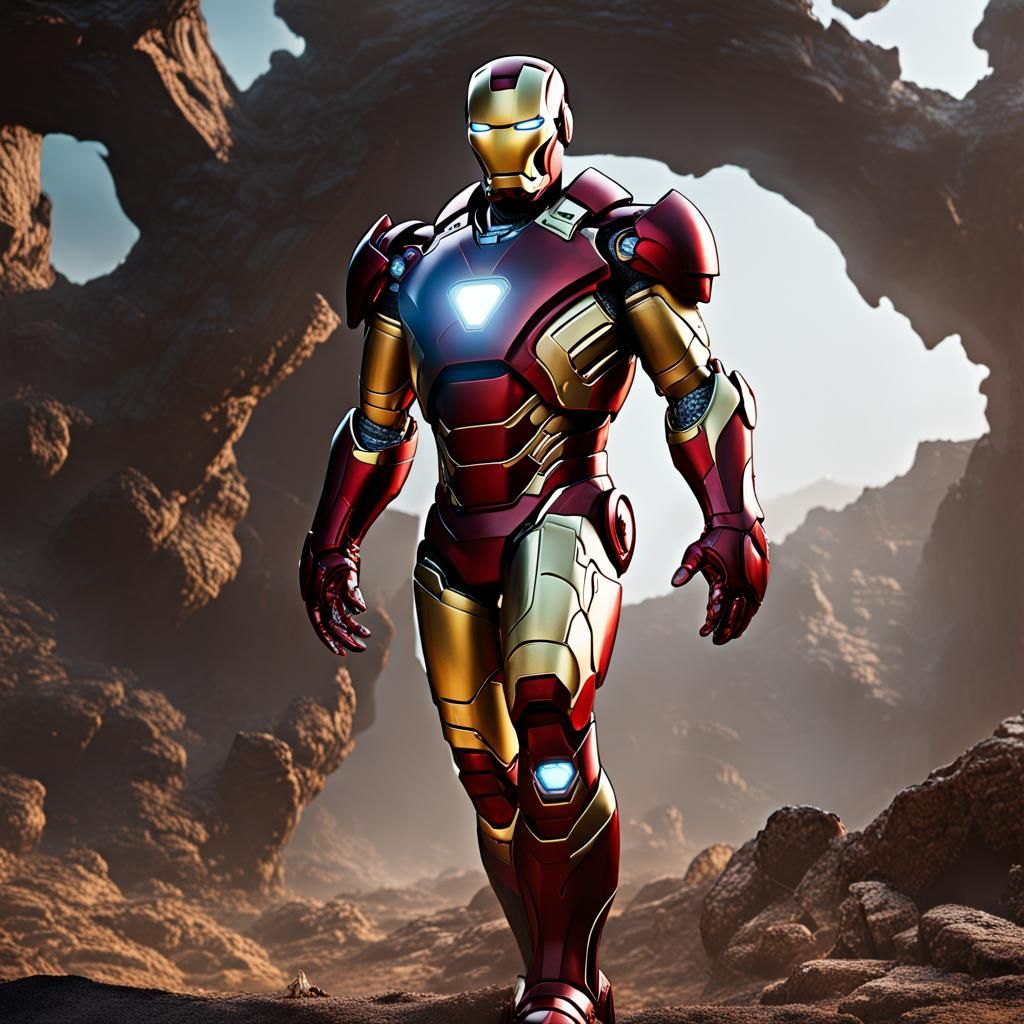 Detailed Matte Painting of Ironman in Deep Color