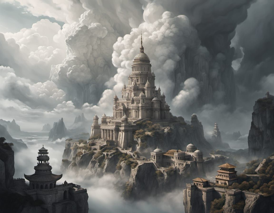 Dissolving Cloud-Capped Towers in Digital Painting