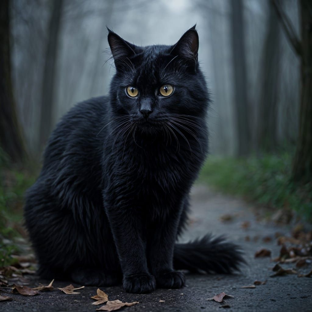 Eerie Black Cat: Superstition and Mystery