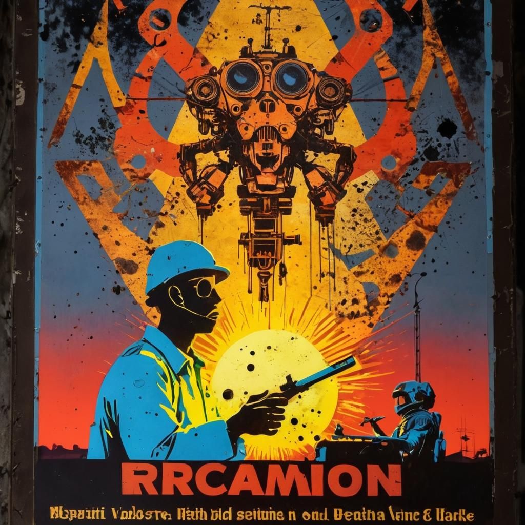 Dystopian Enamel Sign Art: Genetic Drift in Wasteland