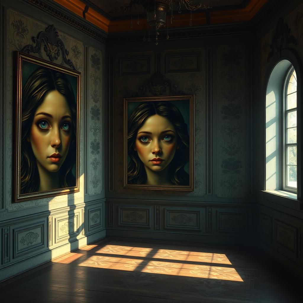 Cursed Souls: Gothic Paintings in Decaying Room