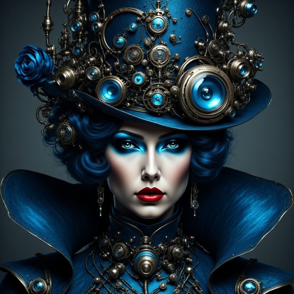 Gothic Steampunk Vampire in Blue