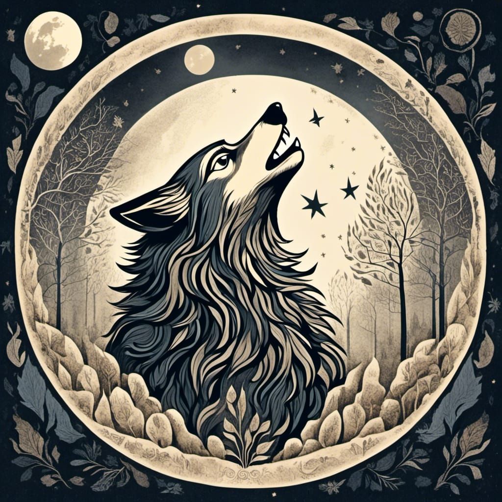 Wolf Howling at the Moon