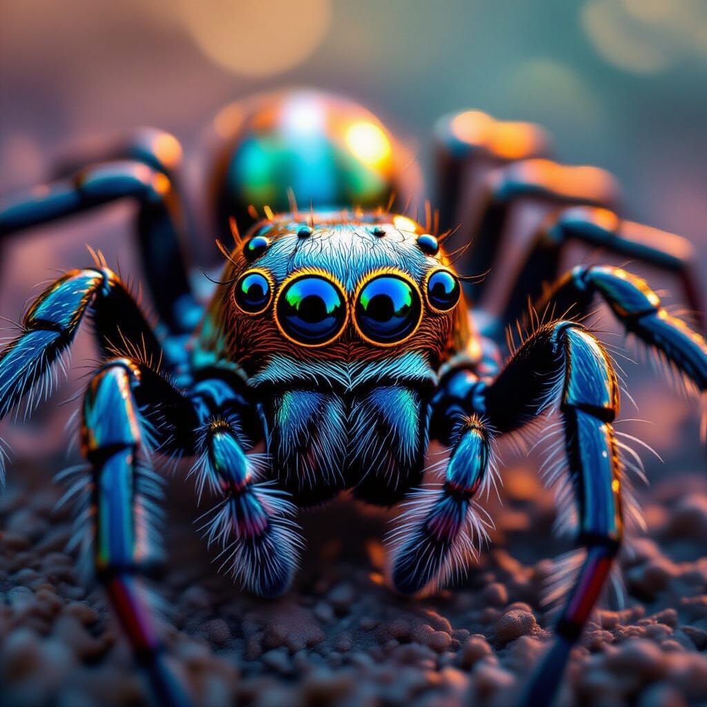Mesmerizing Iridescent Spider Eyes in Macro Photography