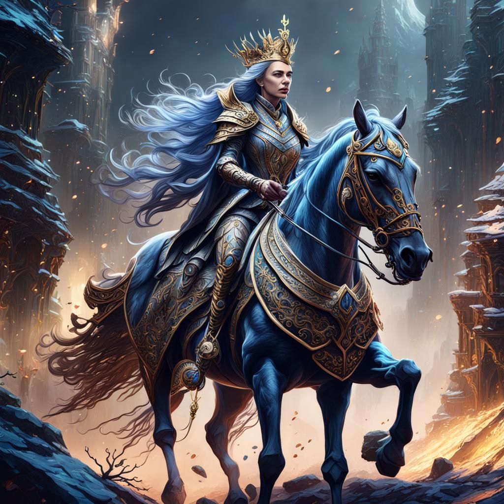 Queen on Horse: Detailed Fantasy Concept Art