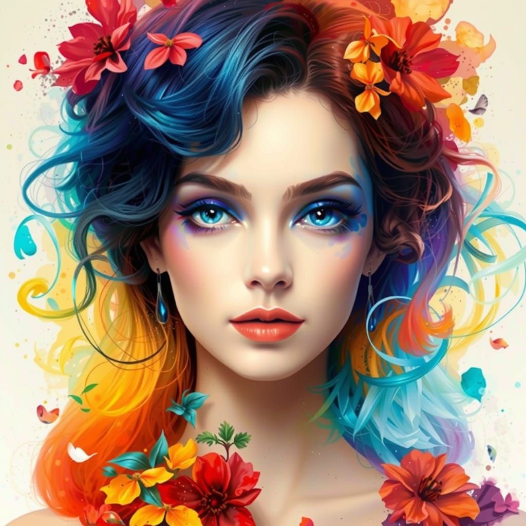 Ethereal Beauty in Blue and Red