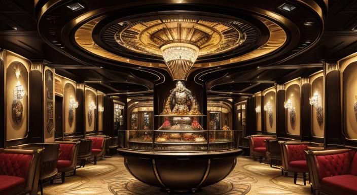 Steampunk Woman in Spaceship Cafe, Mixed Media Art