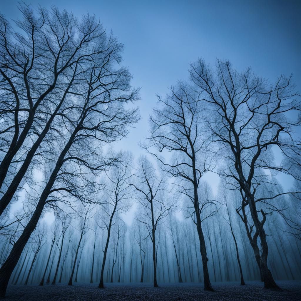 Eerie Winter Landscape with Bare Trees