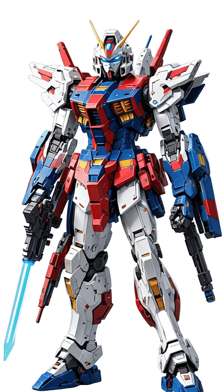 Gundam with Cyber Backpack Vector Line Art