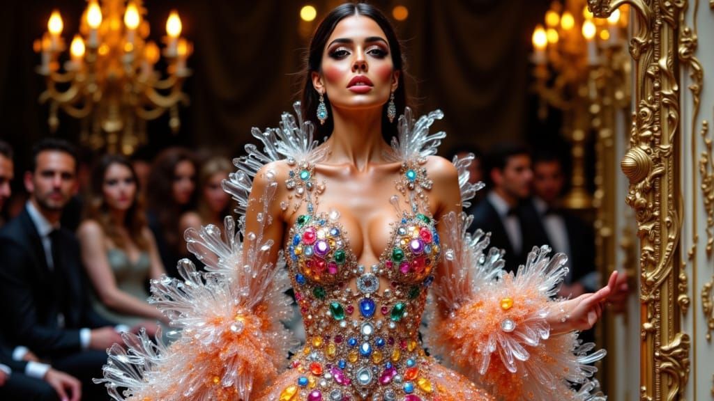 Extravagant Glass Gown for Cher in Milan