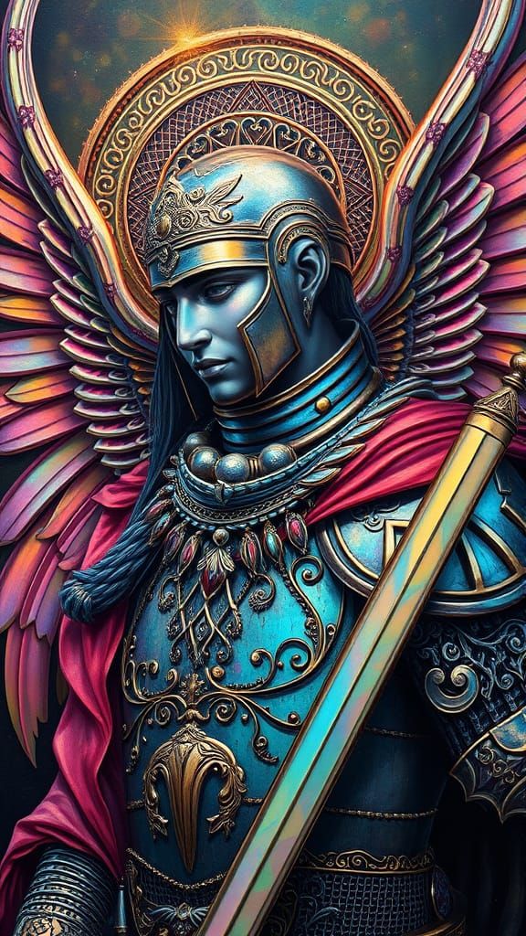 Male Nymph Knight with a Halo Moebius contrasting colors dee...