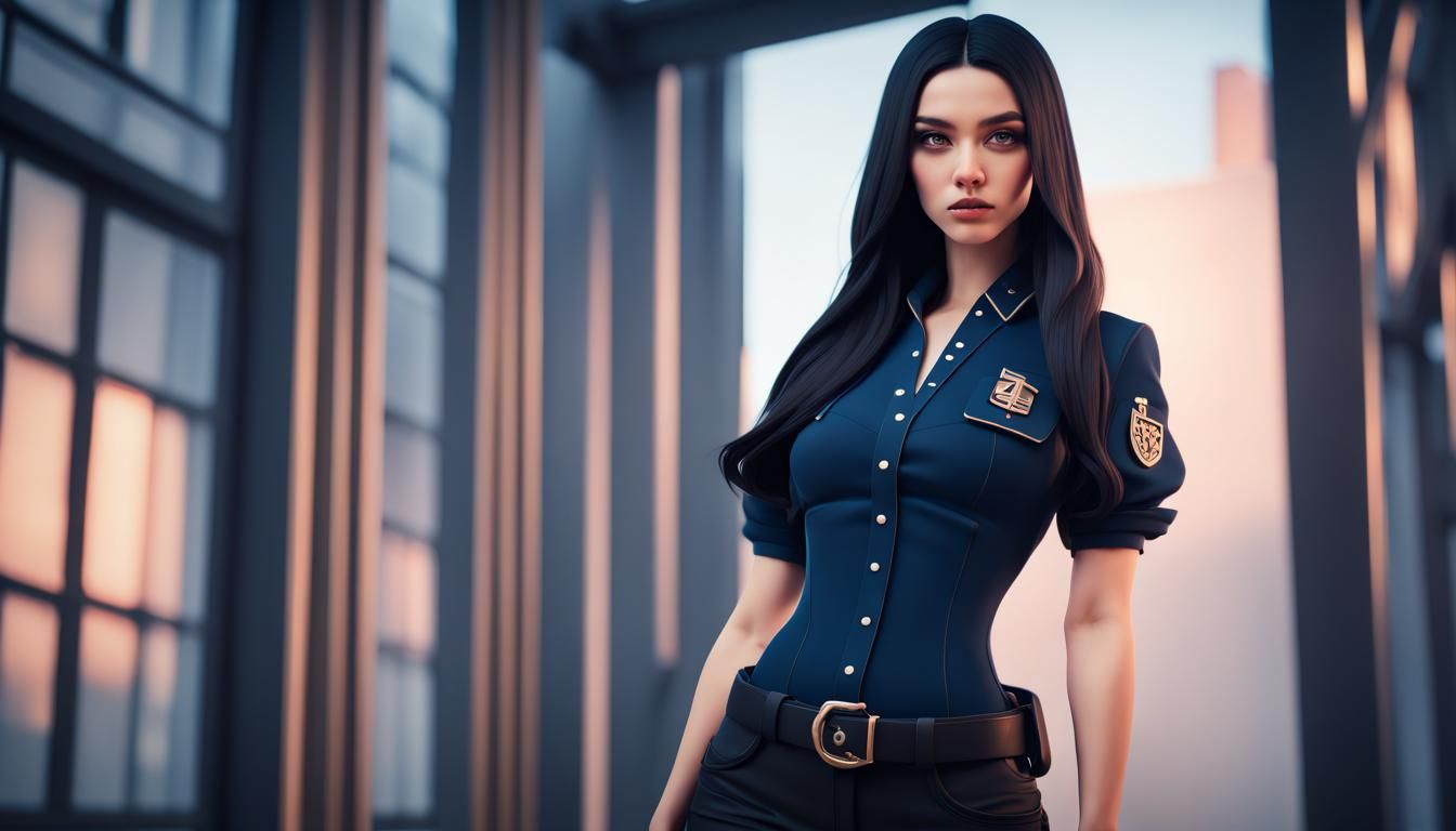 Influencer Poses in Navy: 3D Game Cinematic Render