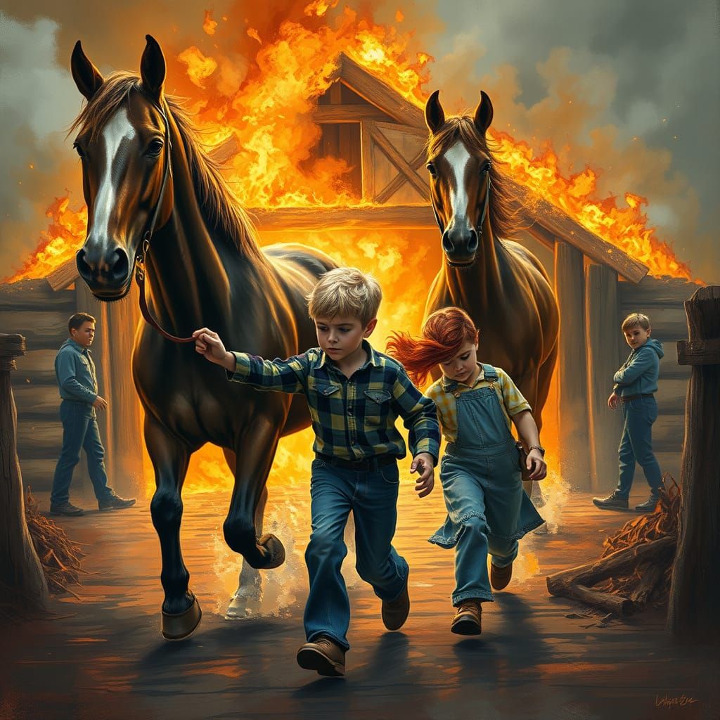 Young Couple Leads Horses to Safety from Burning Barn in Dra...