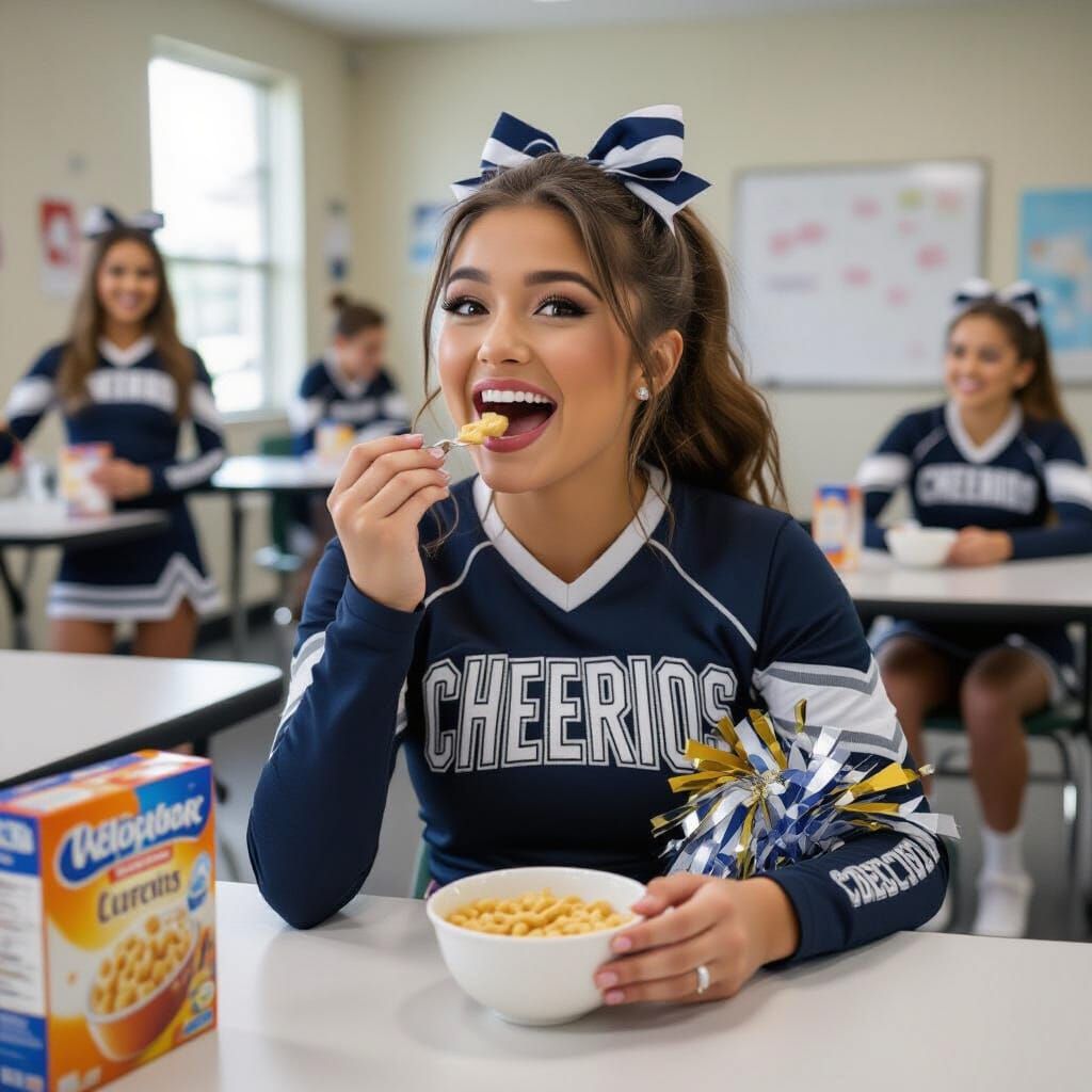 Cheerleader's Cereal Break: A Moment with Cheerios