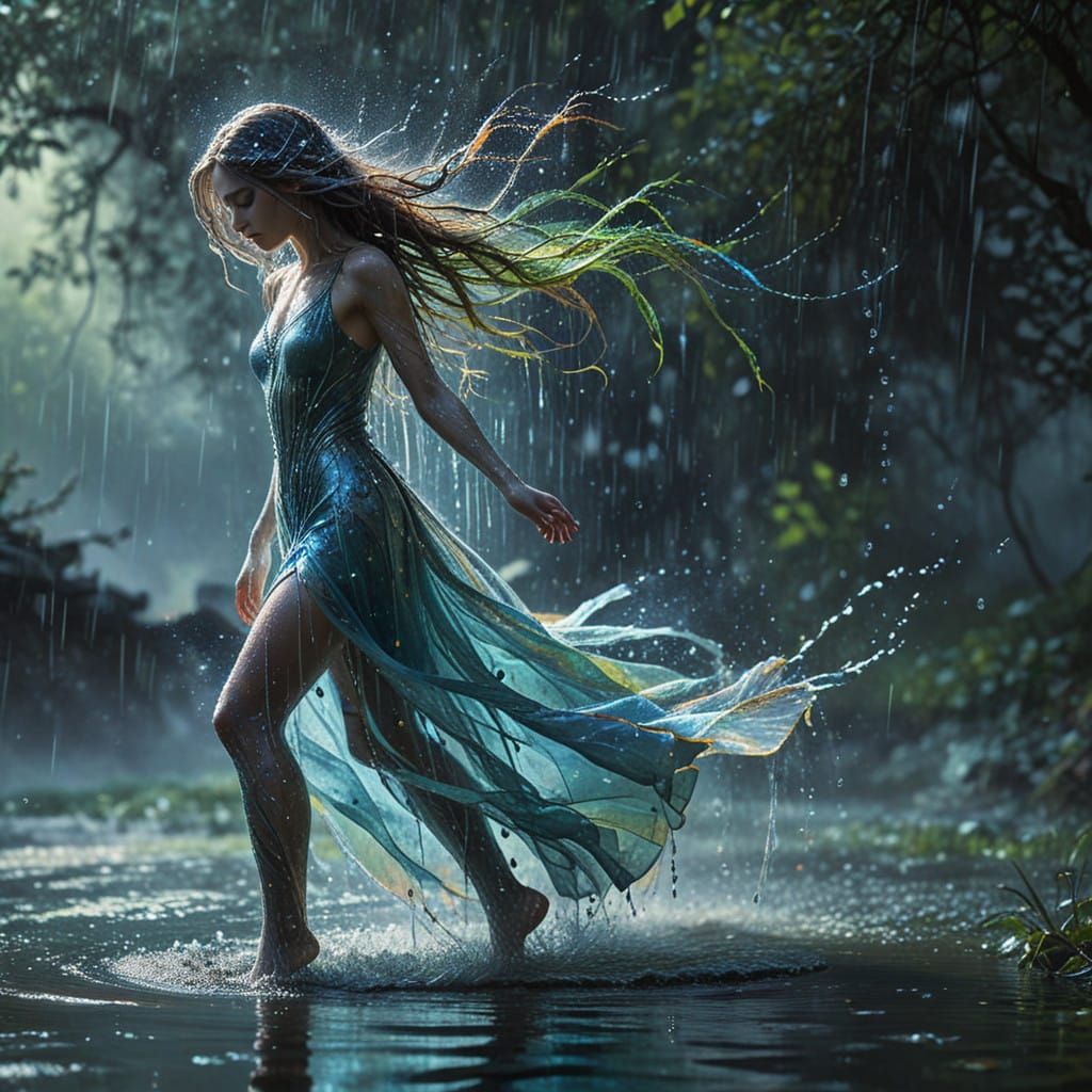 Ethereal Water Nymph Shimmers with Otherworldly Light