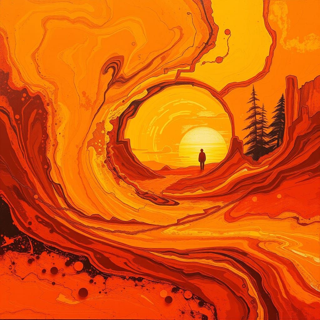 Golden Hues Swirl in a Distant Sunset