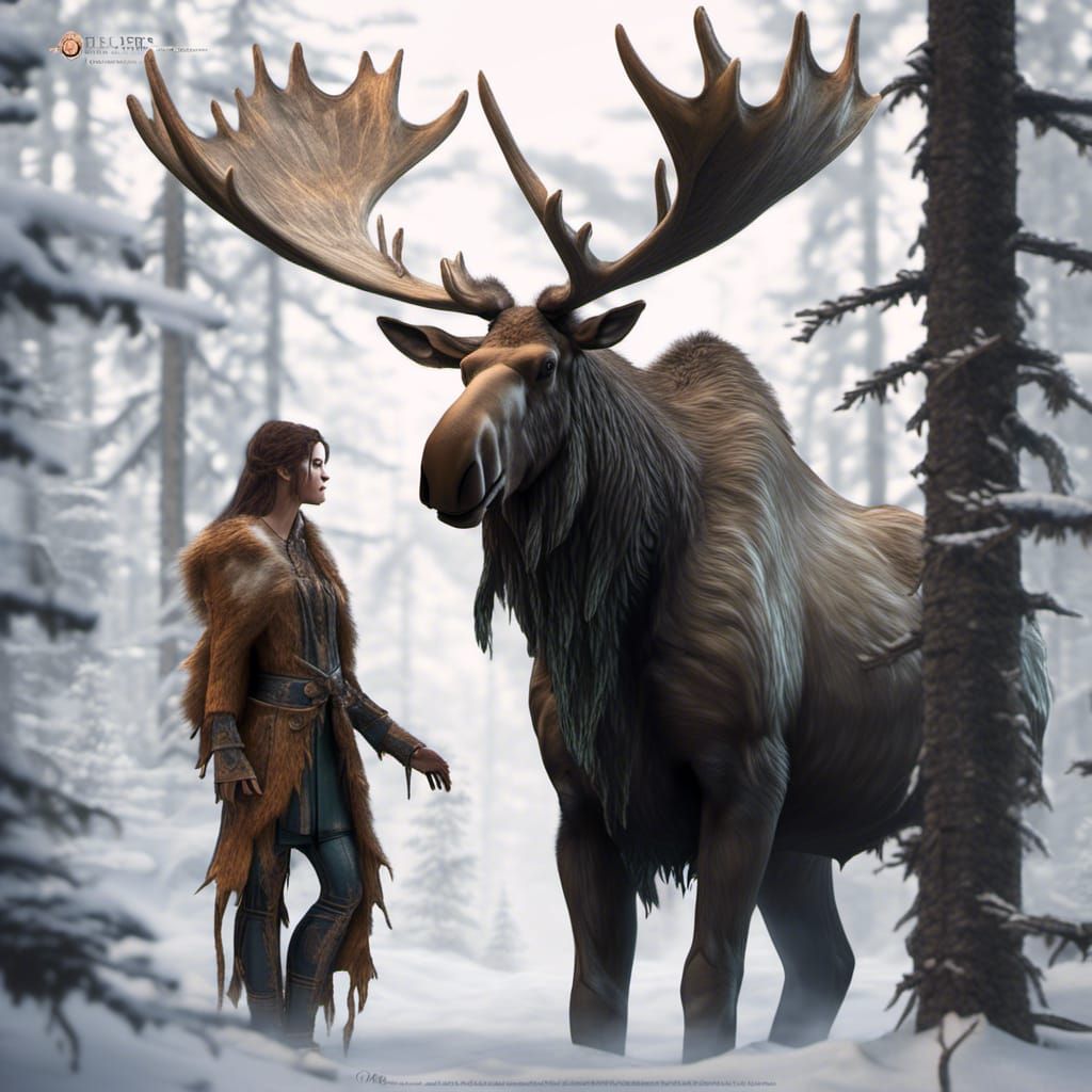 Ethereal Giant Moose in Winter Forest