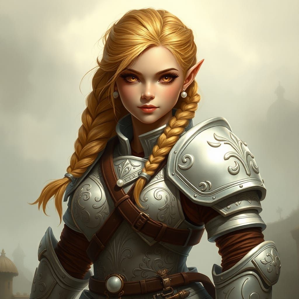 Fantasy Dwarf Knight in Ethereal Setting