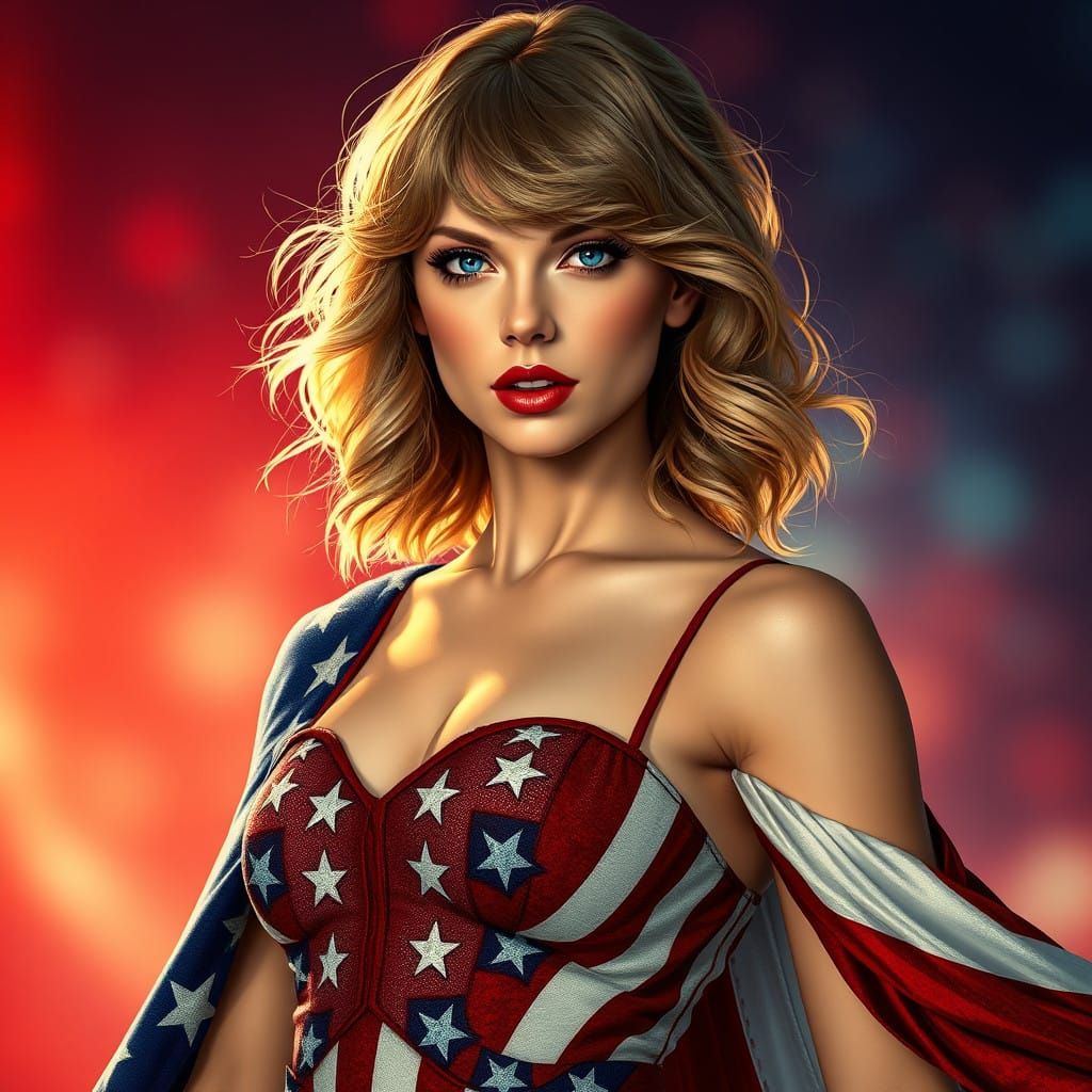 Taylor Swift in Star-Spangled Concept Art Style