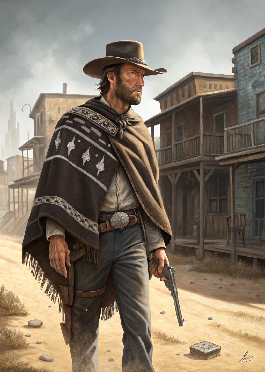 Clint Eastwood in A Fistful of Dollars Western Film