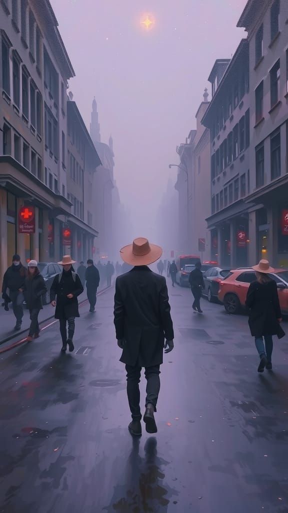 Melancholic Figure in Desolate Rothko-esque Landscape