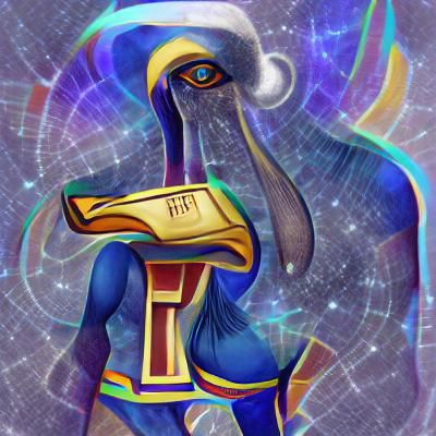 Stylized Depiction of Thoth in Ancient Egyptian Style