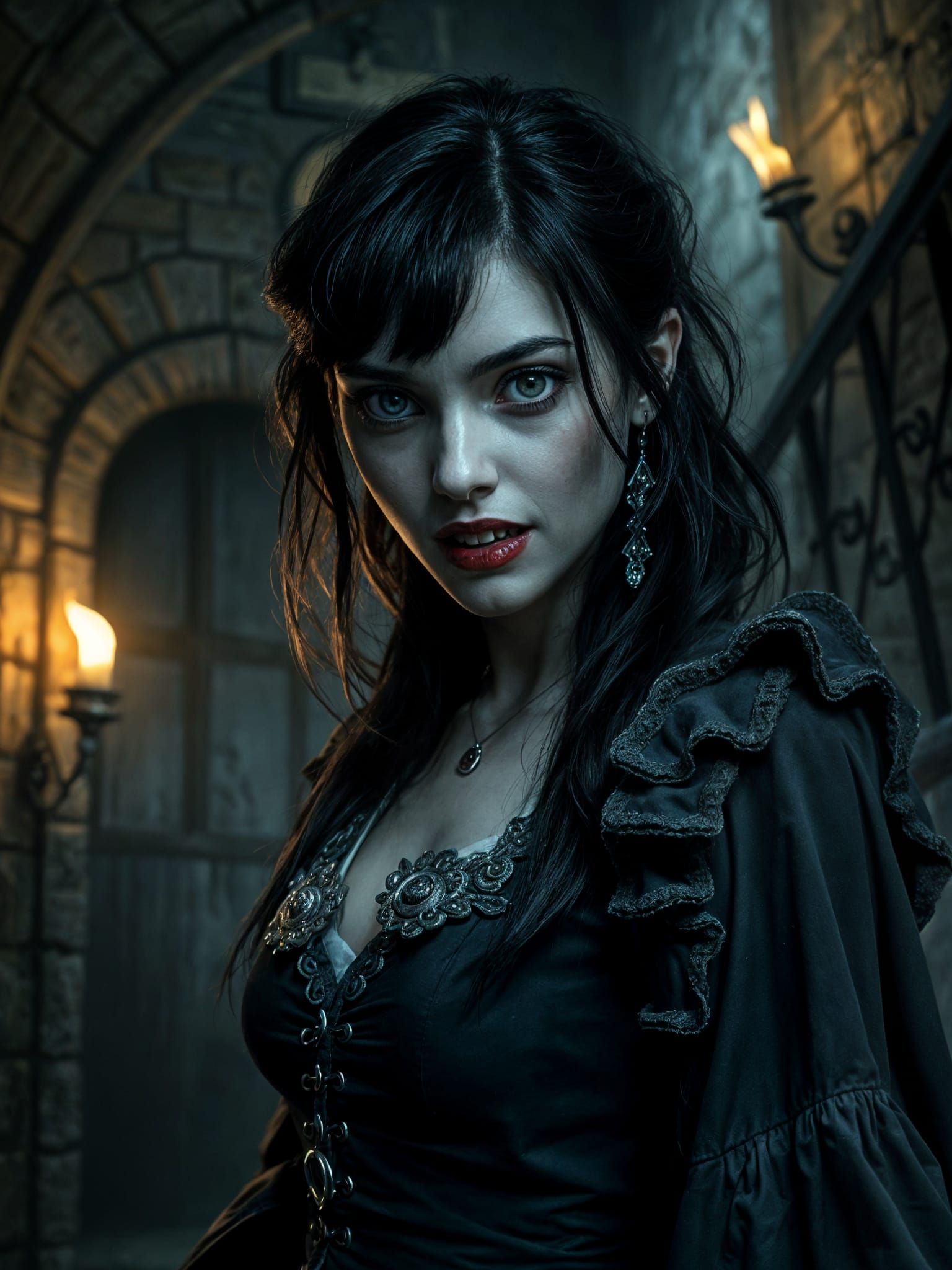 Fair Vampire Portrait in Horror Aesthetic