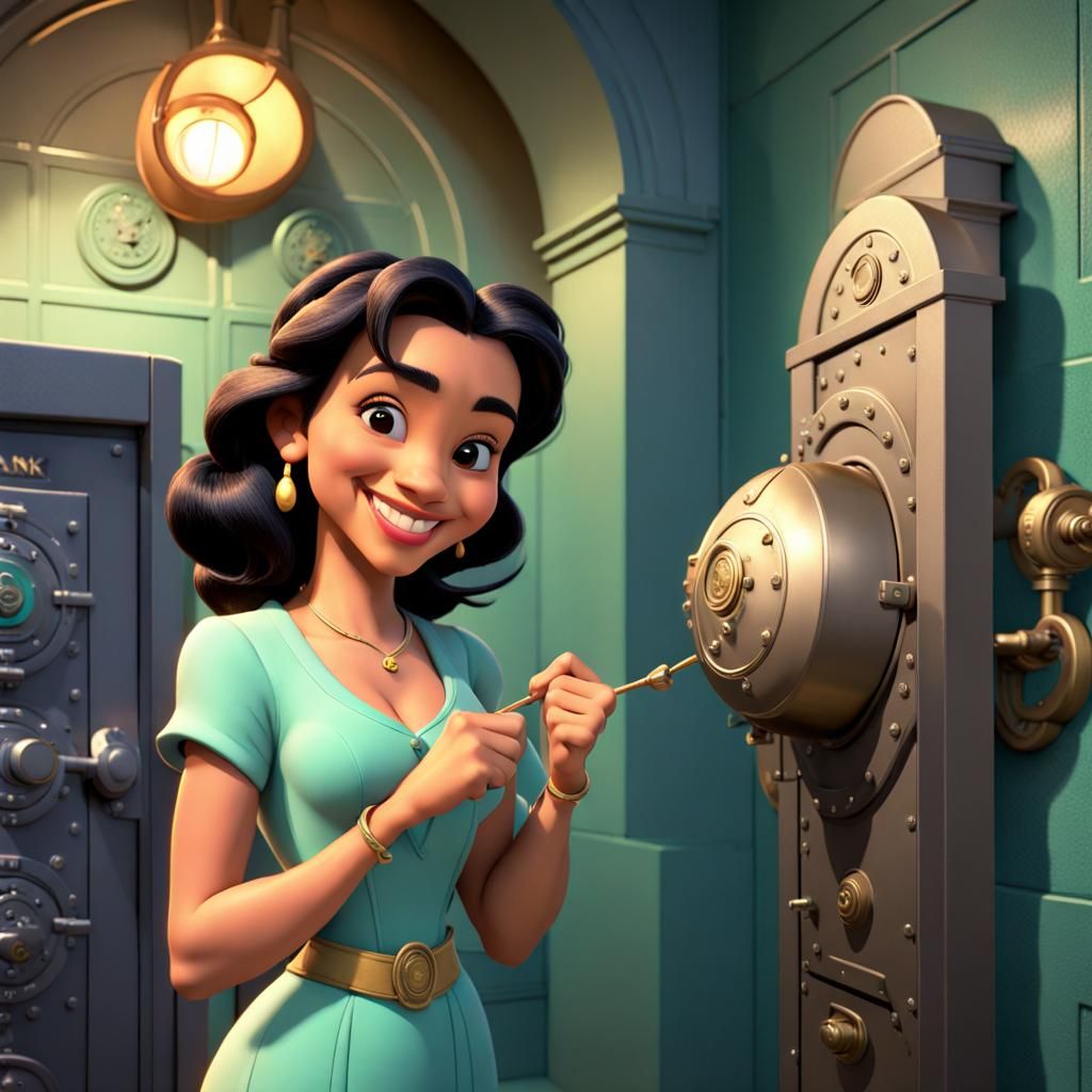 Jasmine Robs a Bank: 3D Disney Concept Art