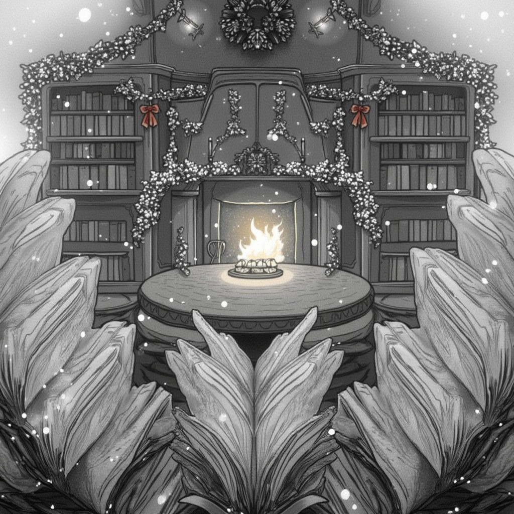Festive Christmas Library with Animated Books