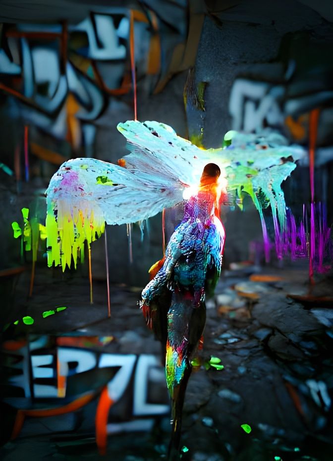 Winged Man: Colorful Oil Painting in 8K