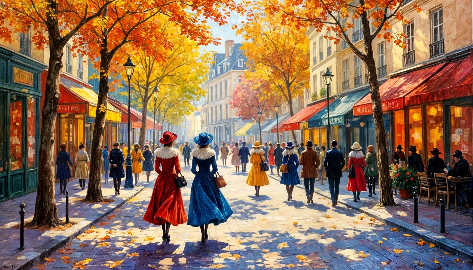 Parisian Autumn Festival in Impressionist Style