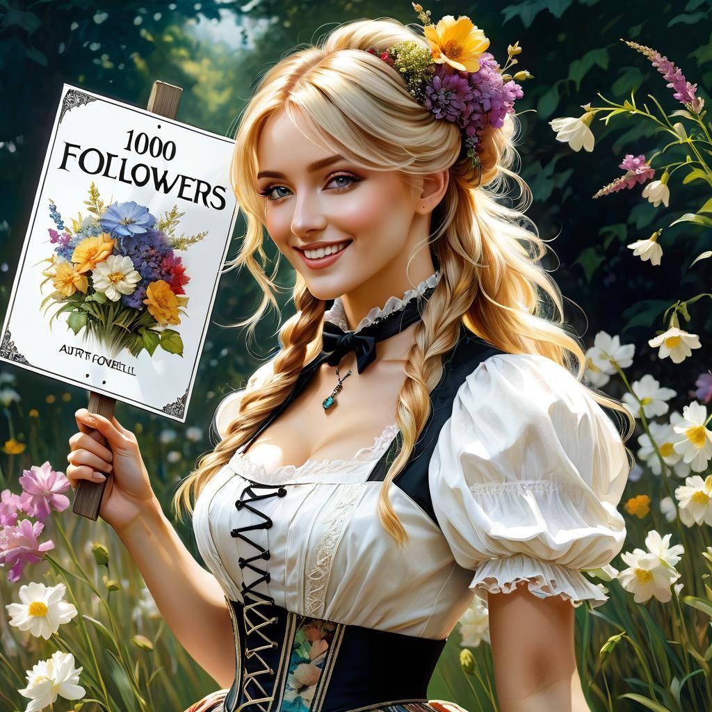 Victorian Girl Celebrates Followers in Anime Style