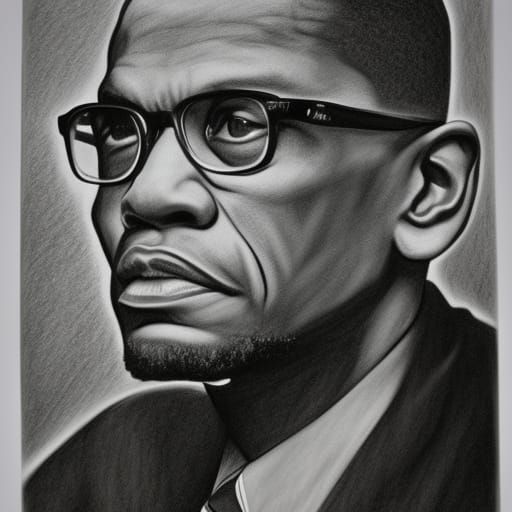 Malcolm X Charcoal Portrait