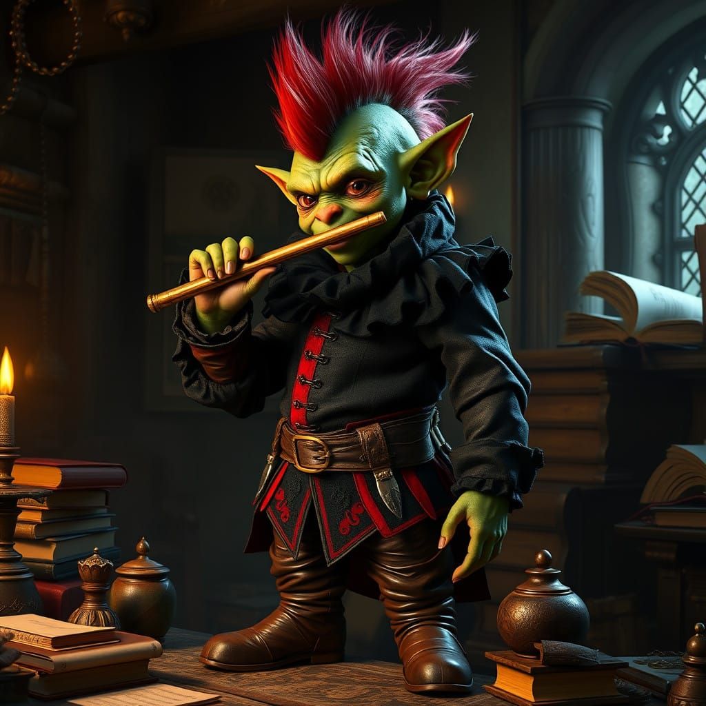 Goblin Bard in Opulent 16th Century Regalia