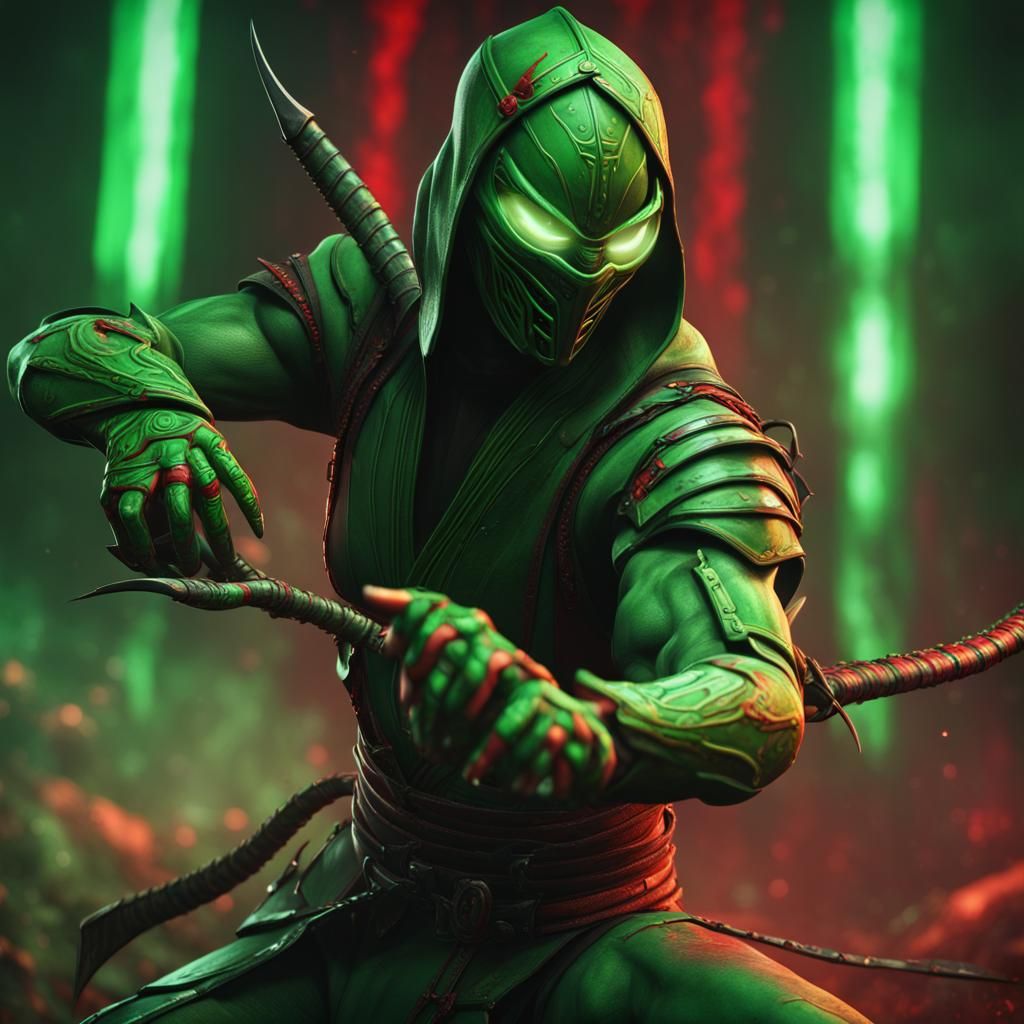Green Ninja Mantis in Mortal Kombat Style