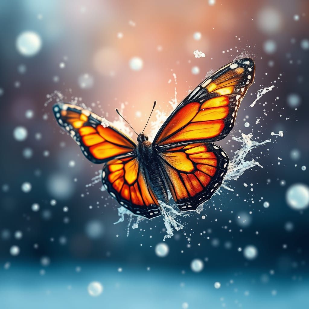 Dramatic Butterfly in a Turbulent Storm