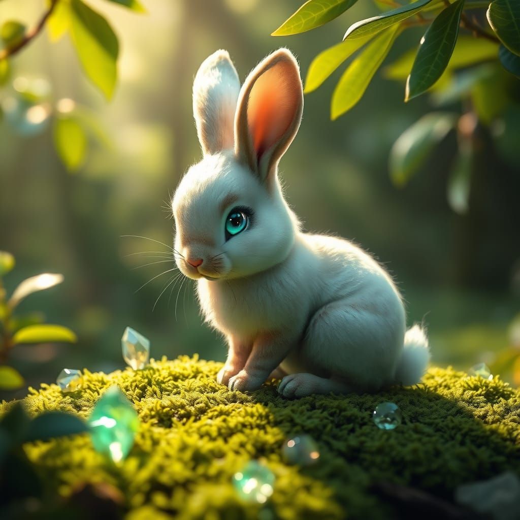Magical Forest Bunny with Glowing Eyes