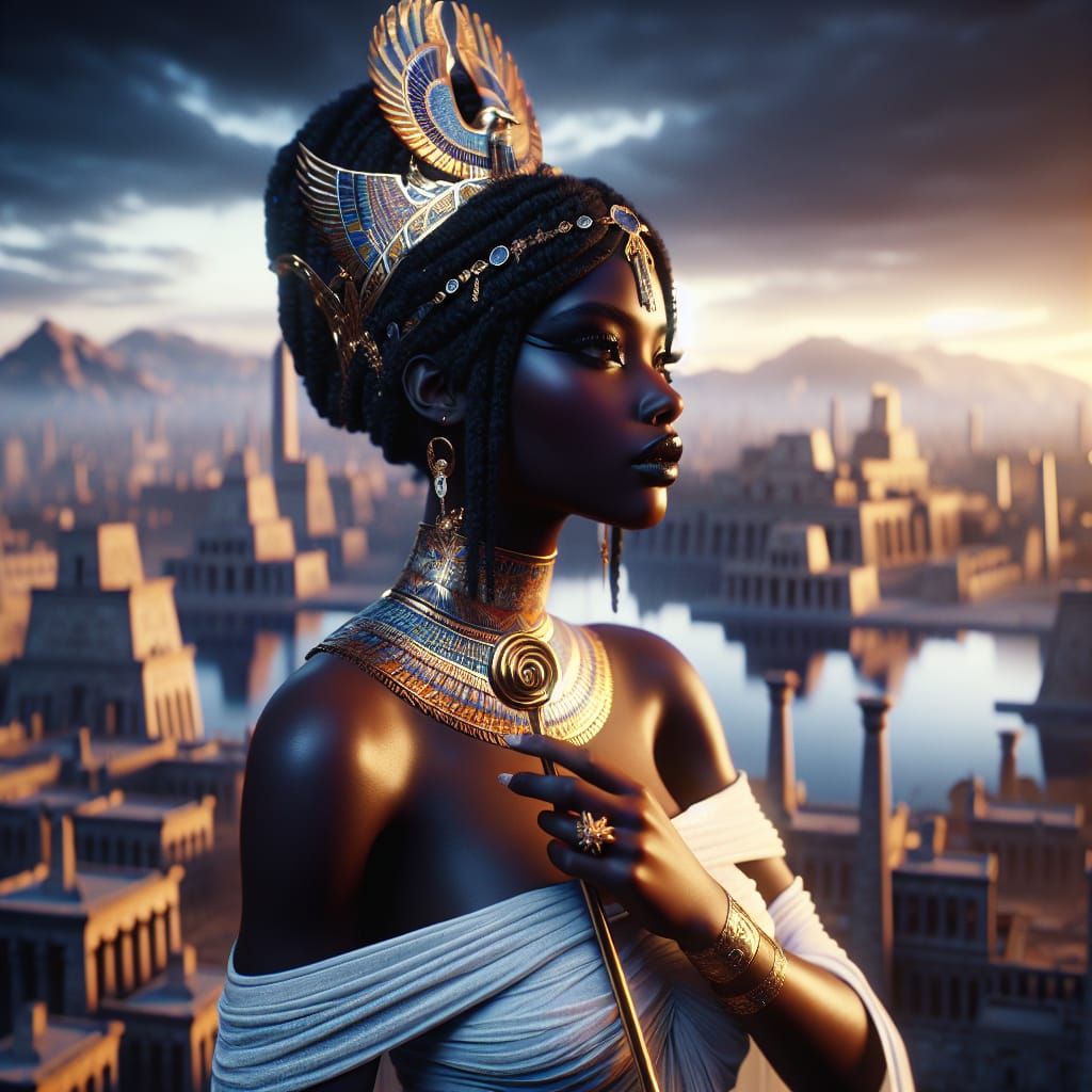 Egyptian Goddess of Edfu in Dark Fantasy Style