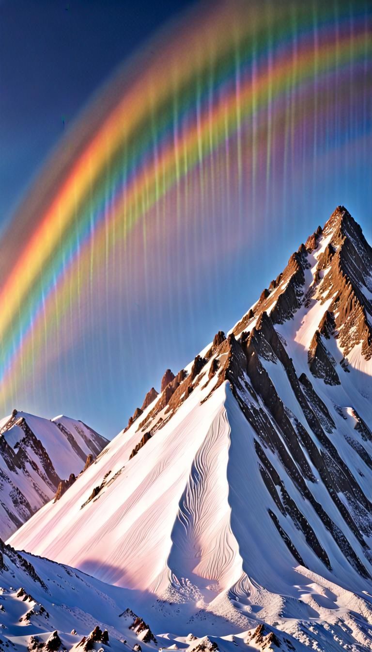 Ice Mountain on Pluto with Rainbow Light