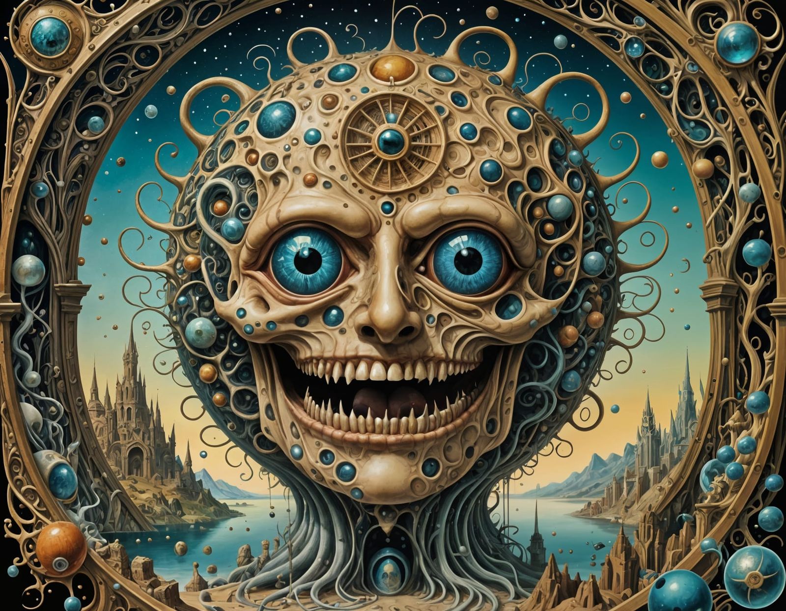 Surreal Digital Painting of Intertwined Forms and Extraterre...