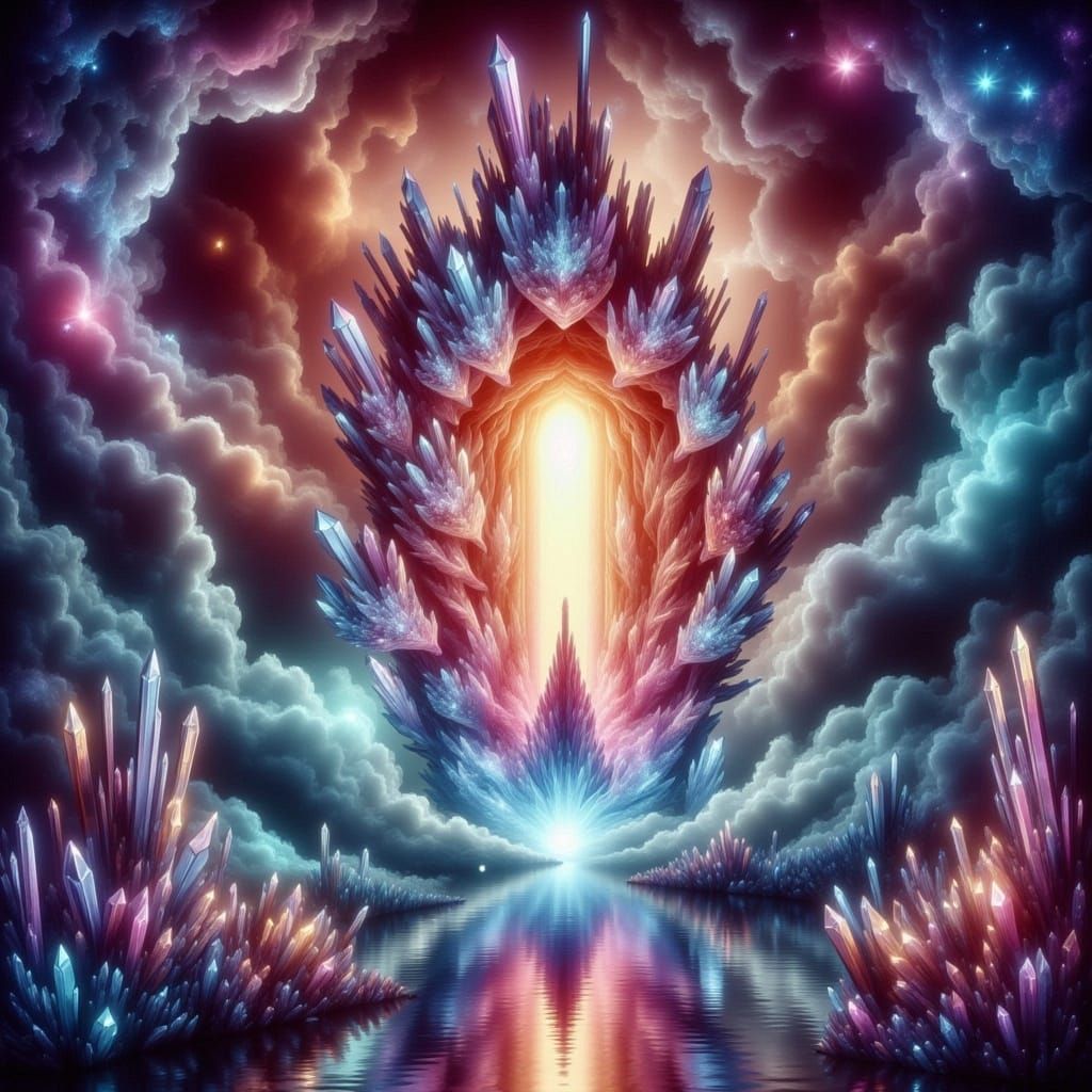 Surreal Cosmic Landscape in Iridescent Hues