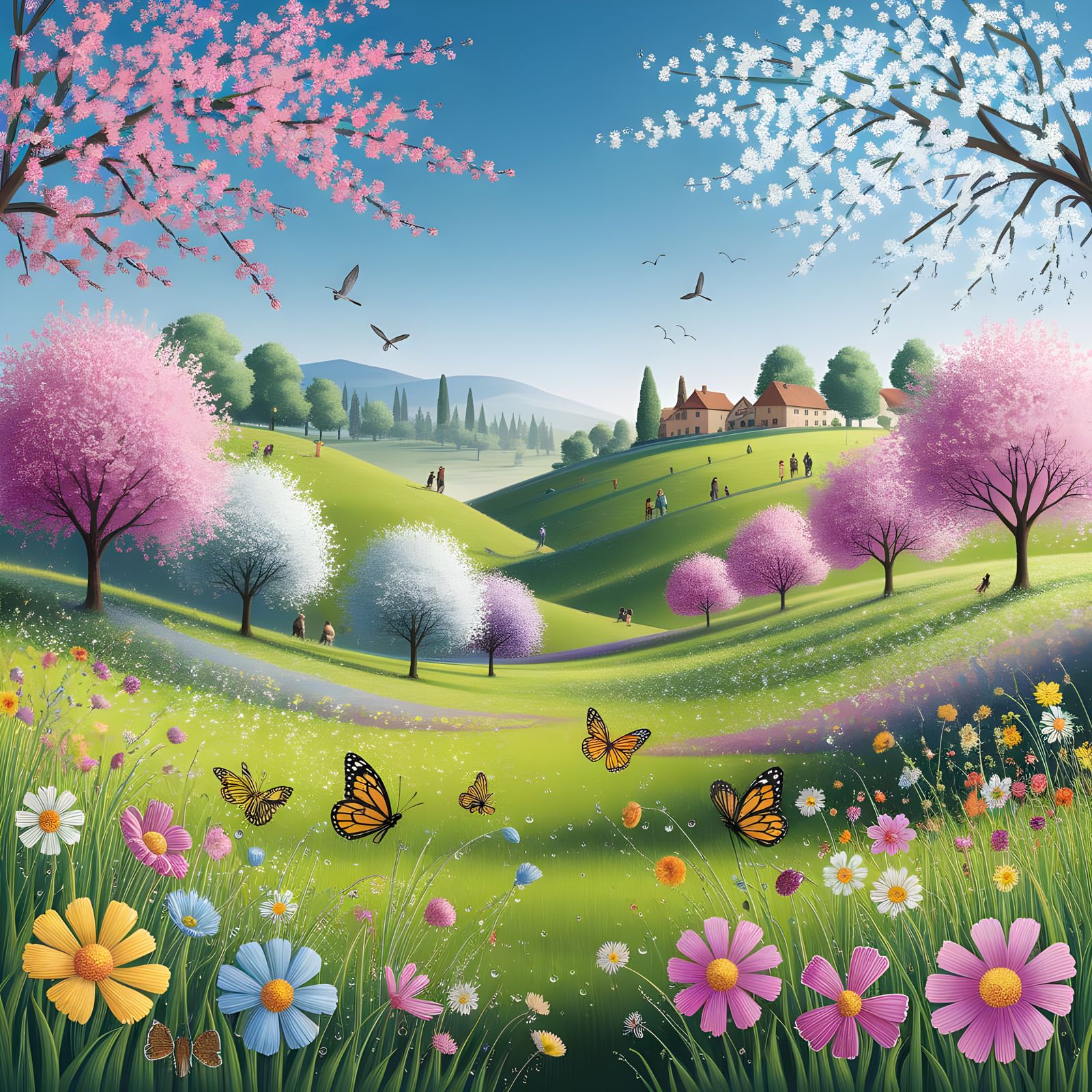 Spring Landscape Glows with Fresh Feeling after Light Rain