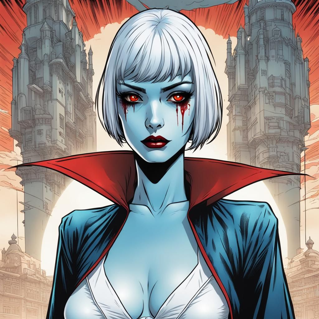 Vampire Woman in Comic Book Style