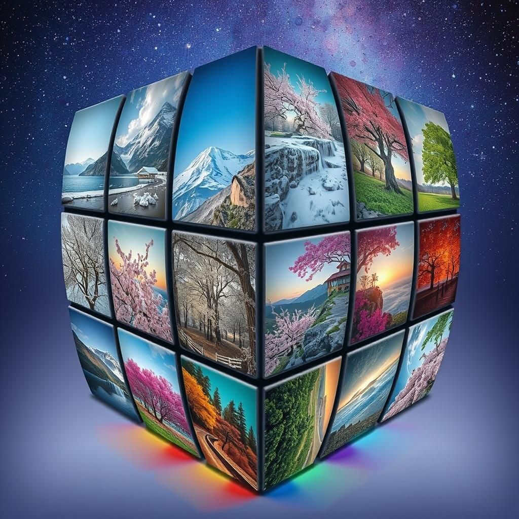 Seasonal Landscapes on Surreal Rubik's Cube