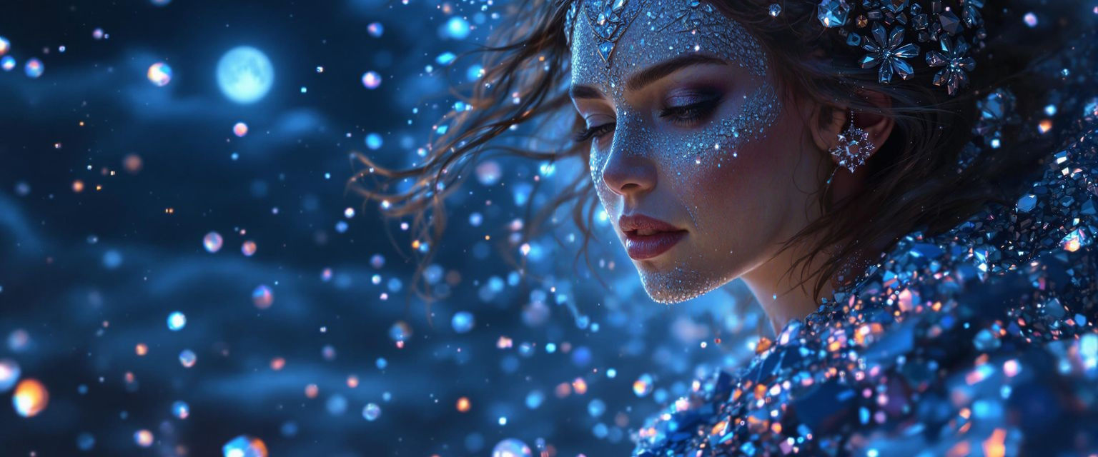 Luxurious Goddess in Glittering Moonlit Splendor