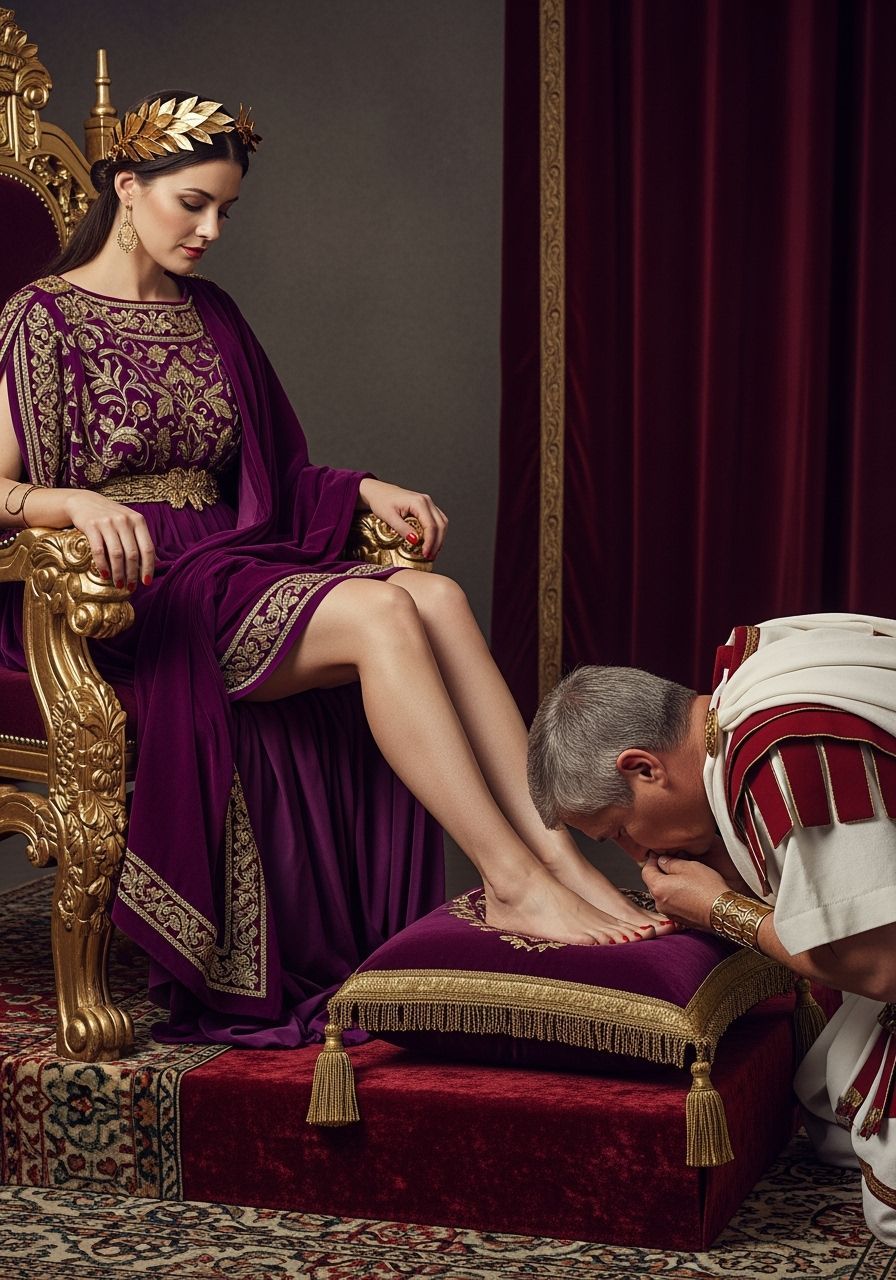 Roman Empress on Gold Throne, Professional Photography