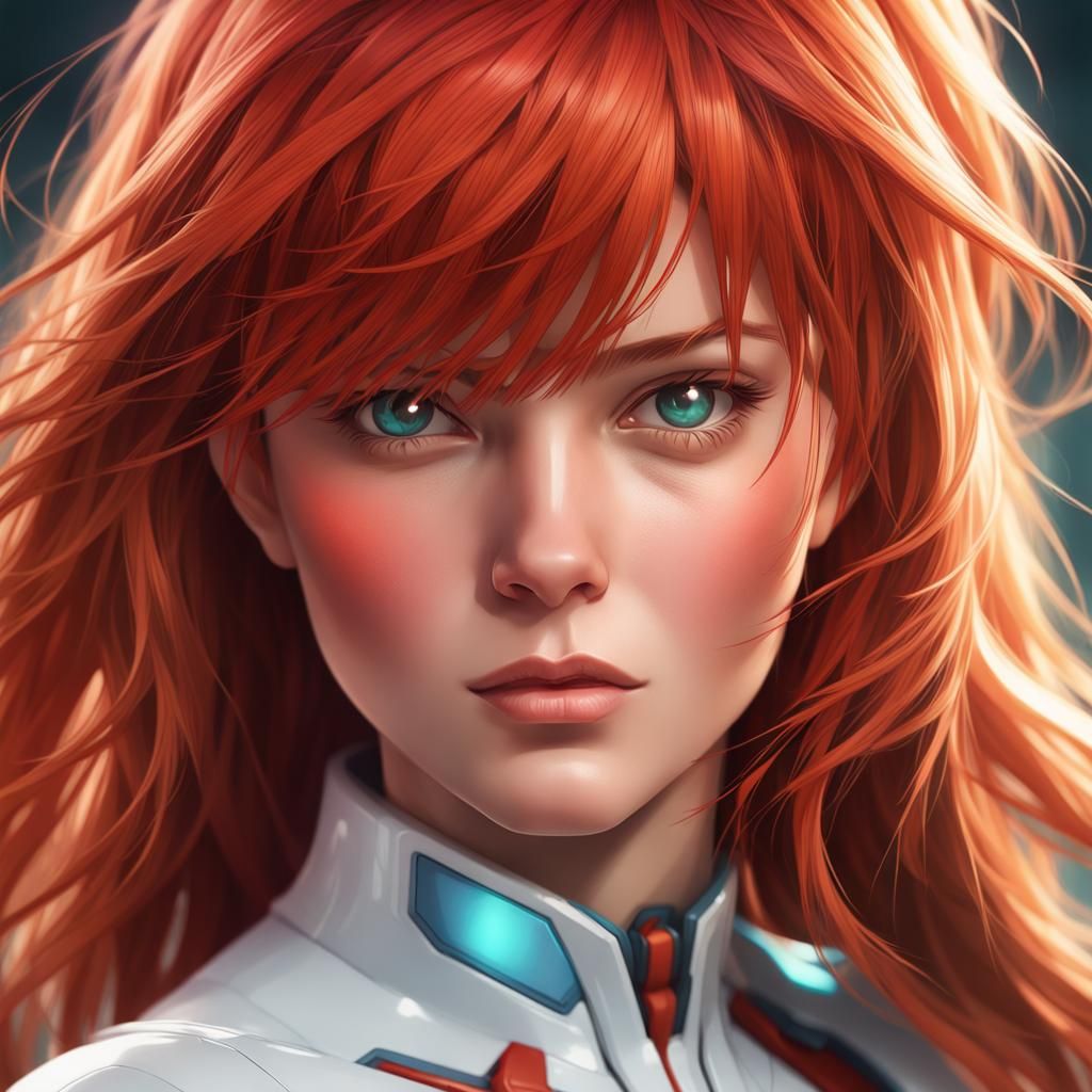 Asuka Langley Portrait in Anime Style