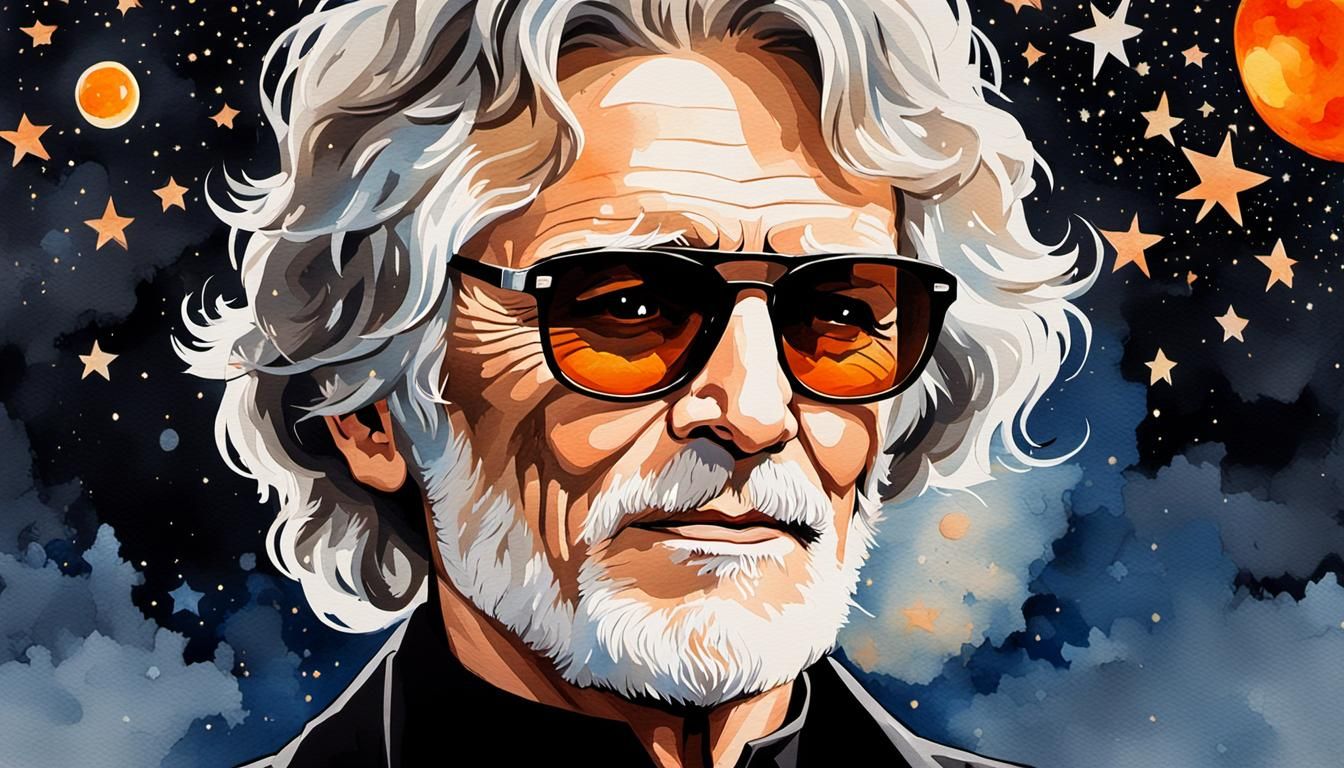 Kris Kristofferson in Pop Art Watercolor Style